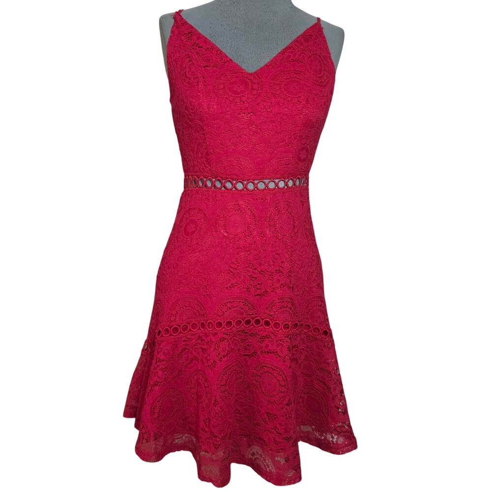 Red Lace Sleeveless Mini Dress Size Small